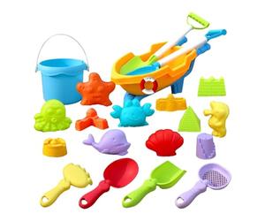 Genérico Juguetes Playa - 19 Piezas Conjunto | Cubo colapsable con retroexcavadora, Pala & moldes | Juegos Viaje Exteriores - traspatio, Parque Infantil, Parque, Vacaciones Verano, campestre, AC