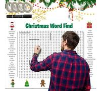Genérico Jumbo Thanksgiving Word Search Poster, Giant 36"X24" Wall Game Posters, Fun Christmas Interactive Large Word Find Decor for Celebrations,Parties,Family Games,Classes Activity