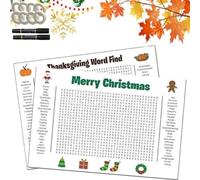 Genérico Jumbo Thanksgiving Word Search Poster, Giant 36"X24" Wall Game Posters, Fun Christmas Interactive Large Word Find Decor for Celebrations,Parties,Family Games,Classes Activity