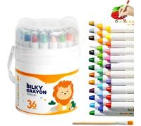 Genérico Jumbo Twistable Washable Crayons, 12/24/36/48 Colors Silky Gel Crayons, Easy-to-Hold Large Crayon with Storage Box & Brush for Coloring Books, Arts & Crafts, Painting Enthusiasts (36 colors)