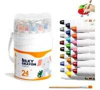 Genérico Jumbo Twistable Washable Crayons, 12/24/36/48 Colors Silky Gel Crayons, Easy-to-Hold Large Crayon with Storage Box & Brush for Coloring Books, Arts & Crafts, Painting Enthusiasts (24 colors)