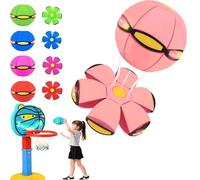 Genérico Jumping Ball, 2 in 1 Magic Ball with 6 LED Lights, Interchangeable Dual Shape for Indoor and Outdoor Games, Funny Magic Ball with 6 Lights, Bouncing Ball for Interaction (Rosa)