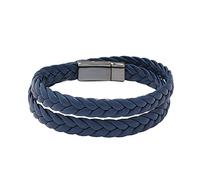 Genérico junco apilable hombre anillos o marrón - Pulsera para hombre con cierre magnético de acero inoxidable Correa de cuero para hombre con eslabones adicionales Mensaje 4 abalorios joyas, talla