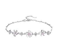 Genérico junco apilable perla joyería flor petal circón pulsera perlas perlas joyas 4 anillos, talla única, Metal, No es una piedra preciosa
