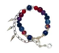 Genérico junco plateado 2 perlas de plata anillos para mujer cuentas elástica cuerda para amigos y mensajes, pulsera pareja de San Valentín Mensajes Anillos, talla única, Plástico, No es una piedra