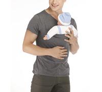 Genérico Kangaroo Shirt for Dad and Baby, Mens Baby Carrier Shirt V Neck Short Sleeve T-Shirts, Hands-Free Babys Carrier for Dad with Kangaroo Pouch (Gray,M)