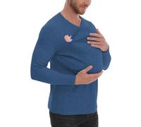 Genérico Kangaroo Shirt for Dad and Baby, V Neck Long Sleeve Kangaroo T Shirt,Kangaroos Shirts Dad with Hat (Blue,3XL)