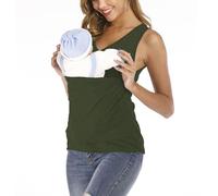 Genérico Kangaroo Shirt for Mom and Baby,Soothe V Neck Sleeveless Kangaroo Tank Tops,Kangaroos Shirt for Dad and Baby (Army Green,L)