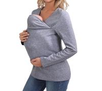 Genérico Kangaroo Shirt for Mom and Baby, V Neck Long Sleeve Kangaroo Tank Tops Kangaroos Shirts Mom with Hat (Gray,L)