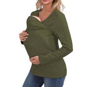 Genérico Kangaroo Shirt for Mom and Baby, V Neck Long Sleeve Kangaroo Tank Tops Kangaroos Shirts Mom with Hat (Army Green,3XL)