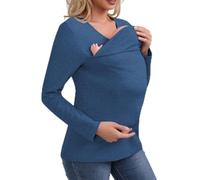 Genérico Kangaroo Shirt for Mom and Baby, V Neck Long Sleeve Kangaroo Tank Tops Kangaroos Shirts Mom with Hat (Blue,S)