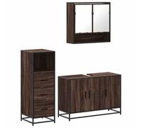 Generico kangqiling 3301044 - Juego de muebles de baño de 3 piezas, roble marrón de madera multicapa, marrón, 3301044