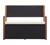 Generico kangqiling - Baúl de 115 cm de ratán sintético y madera maciza de acacia, color negro, 46010