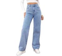 Genérico Katchme Jeans, Katchme Women's Straight Leg Jeans Minimalist High Waisted Elastic Casual Denim Pants (Blue,XXL)