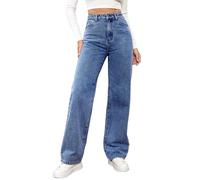 Genérico Katchme Jeans, Katchme Women's Straight Leg Jeans Minimalist High Waisted Elastic Casual Denim Pants (Dark Blue,M)