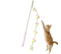 Genérico Katzenangel-Spielzeug aus Holz,Rutschfester Holzgriff in Fruchtform, 40 cm | Katzenteaser-Spielzeug | Für Drinnen und Draußen, Park, Garten, Zuhause, Bewegung, Zähneknirschen und Spielen