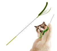 Generico Katzenspielzeug Angel 50cm Interaktiver Katzenstab Simuliert Dogtail Gras Design mit Flexibler Stahlfeder & Federn für Hauskatzen & Kätzchen Jagdtrieb Grün Gelb