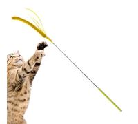 Generico Katzenspielzeug Angel 50cm Interaktiver Katzenstab Simuliert Dogtail Gras Design mit Flexibler Stahlfeder & Federn für Hauskatzen & Kätzchen Jagdtrieb Grün Gelb