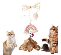 Genérico Katzenspielzeug Mit Federn, Federspielzeug Für Hauskatzen, Aufhängbares Katzenspielzeug, Einziehbares Katzenfederspielzeug Mit Glocke, Zum An Der Tür, Teaser-Spielzeug Für Katzen Und Kätzche
