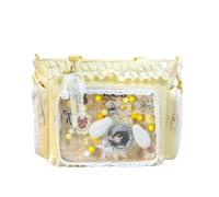Genérico Kawaii Ita Bag, Shoulder Bag with Transparent Window, Ruffles & Lace, Crossbody Bag with Multiple Compartments for Anime Cosplay, Y2K Style (Yellow)
