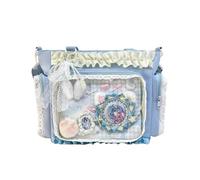 Genérico Kawaii Ita Bag, Shoulder Bag with Transparent Window, Ruffles & Lace, Crossbody Bag with Multiple Compartments for Anime Cosplay, Y2K Style (Blue)