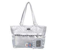 Genérico Kawaii Ita Bag with Transparent Pin Display, Anime Badge Shoulder Bag with Insert, Cute Messenger Bag for Pins and Anime Fans (Silver)