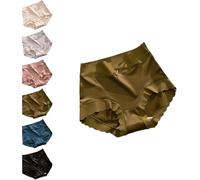 Genérico Keepholdon Ladies Ice Silk High Waist Panties, Premium Satin Moisture-Absorbing Panty, Plain Color Briefs