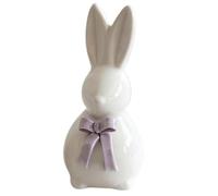 Genérico Keramik Osterhase Mit Schleife - Niedliche Hasenskulptur | Rosa Weiße Osterfigur,Frühlingsfest Feiertage | Für Wohnzimmer Eingangsbereich Arbeitszimmer, Elegante ALS Ostergeschenk