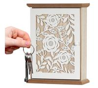 Genérico Key Holder Box - with 6 Hooks Vintage Carving Organizer | Wall Mount Lock Box Key Organizer Hanger,for Home Office Hallway Living Room Entryway Front Door Patio Apartment