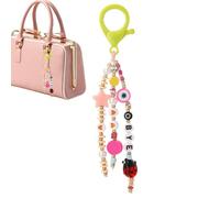 Genérico Key Ring Beaded,Rainbow Color Keychain | Bag Pendant Keyring Decor for Car Keys, Handbag, Tote Bags, Backpack