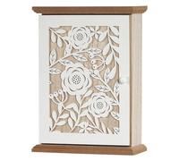 Genérico Key Storage Box - Vintage Carved Wooden Holder Cabinet, 6 Hooks Organizer Rack, Wall Mount Lock Case Decorative Hanging Unit, Entryway Hallway Living Room Front Door Patio Apartment Use