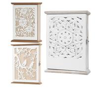 Genérico Key Storage Box - Vintage Carving Wooden Cabinet, 6 Hooks Key Holder Organizer, Wall Mount Lockable Case Decorative Hanging Rack, Entryway Hallway Living Room Front Door Patio Apartment Use