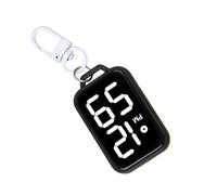 Genérico Keychain Pendant Watch Touch Display - PP 4.8x3.2x0.8cm 12.2g Black Or White - Mini Silent Digital Clock For Exam Travel - Backpack Clip For Students Adults