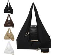 Genérico Keychain Tote Bag, Compact & Foldable Vegan Leather Bag with Key Ring, Expands into Spacious Shopping Tote (Black,one size)