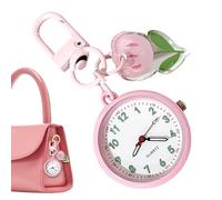 Generico Keychain Watch - Cute Luminous Portable Timepiece Cartoon Bag Pendant Aesthetic Design, Glowing + High Precision Quartz Movement | Reinforced Zinc Alloy Housing - For Women & Children, rosa