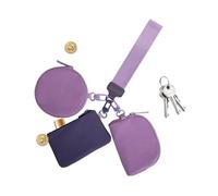 Genérico Keychain Wristlet Wallet, Triple Pouch Portable Wristlet Wallet with Zip Around Design, Small Coin Purse for Women, Compact Keychain Wallet for Travel, Sports, and Outdoor Use