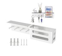 Genérico Keys Holder on Wall - Modern Shelf for Entryway | 4 Hooks Organizer, Key and Mail Storage, Decorative Display for Home, Living Room Accent, Hallway Apartment Solution, Front Door Utility