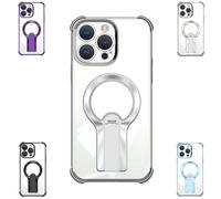 Genérico Kickstand Case, Magnetic Kickstand - Stylish, Strong, Phone Case with Glossy Finish, for iPhone 13, 14, 15, 16 Pro MAX/Plus (Silver,17 Pro)