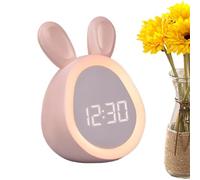 Genérico Kids Alarm Clock, 3.46x2.91x4.41in Digital Clocks, Pink/White USB Charging Alarm Clock, Numeric Signal Timepiece Night Light, Boys and Girls Evening Lamp Horologe for Bedrooms