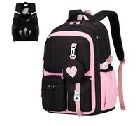 Genérico Kids Backpack | Backpack For Girls - 30x18x45cm, 750g Large Capacity Schoolbag | Durable Nylon Bookbag For Elementary & Middle School Students, Stylish Travel Casual Organizer