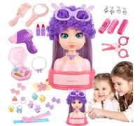 Genérico Kids Beauty Salon Toy, Hairdressing Practice Doll Head, 31-Piece Makeup Styling Set, 7.8 Inches, Pretend Play Accessories, for Ages 3+ Creative Gift for and Girls Sets