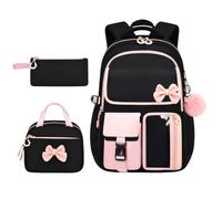 Genérico Kids Bookbag - Girls Backpack with Lunchbox Bow with Pencil Case