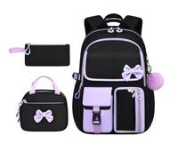 Genérico Kids Bookbag - Girls Backpack with Lunchbox Bow with Pencil Case