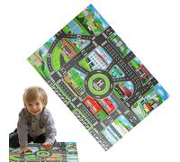 Genérico Kids Car Rug Play Mat - Nylon 83x57cm, Road Map Rugs | Kids Play Rug For Toy Car Truck, Around City Town Plays Carpet For Imaginative Plays Home Playroom and Classroom Use