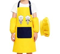 Generico Kids Cooking Apron - Adjustable Art Smock for Boys Girls Waterproof Paint Apron for Baking, Cooking, Gardening, or Classroom Activities at Home, Kitchen, School 22.44 Inches, amarillo,