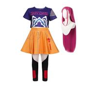 Genérico Kids Cosplay Costume Hunters, Pop singing Costumes Stage Performance Costumes Halloween Carnival Party Outfits, Top+ Skirt+Wig