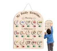 Genérico Kids Daily Routine Chart, Morning Bedtime Routine Boards, 14.02x11.81x1.5 Inches Toddler Educational Wood Planner, School Supplies for Children, Childhood Preschool Learning Tool