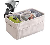 Genérico Kids Diaper Organizer - Portable Corduroy Large Tote | Nursery Organizer Diaper Bag | Large Tote With Compartments For Wipes Milk Bottle Boys Girls Home Bedside Desk Car Trunk