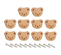Genérico Kids Drawer Knobs, Wooden Dresser Handle, Bear Shape Pull, Cute Animal Design, Smooth Outer Part Grip, Nursery or Cabinet Use, 2.36x1.97x1.18 Inches, Brown Color, 10 Pieces