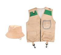 Genérico Kids Explorer Costume Set - Outdoor Adventure for Role Play Vest and Hat | Lightweight Polyester with Multiple Pockets Design, Camping Fishing Hiking Dress Up Outfit for Boys Girls